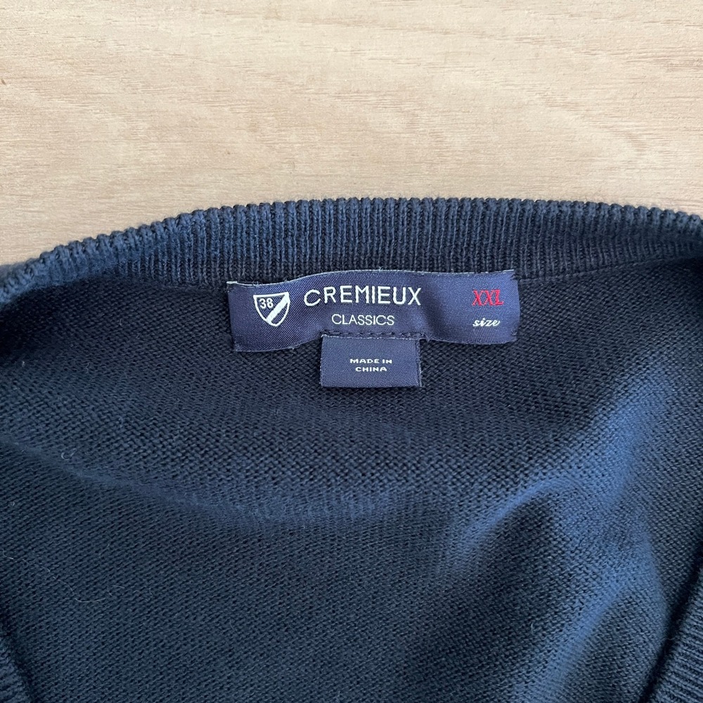 Daniel Cremieux Mens XXL V Neck Sweater Navy Blue 100% Supima Cotton - Picture 2 of 4
